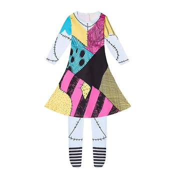 Coșmar Înainte de Crăciun Sally Costum pentru Fete Cosplay Dress și Jambiere Copii Fantezie Petrecere in Pijama Îmbrăcăminte Costumele Drăguț