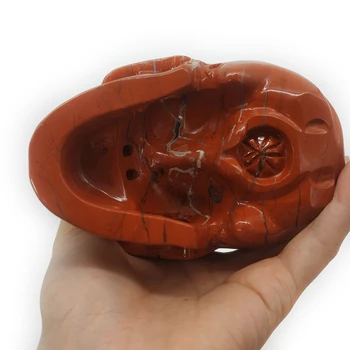 Craniu mare Naturale de Cuarț Craniu de Cristal de Jasp Roșu Craniu sculptat de mână bijuterie de piatra cranii