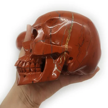 Craniu mare Naturale de Cuarț Craniu de Cristal de Jasp Roșu Craniu sculptat de mână bijuterie de piatra cranii
