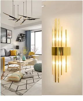 Creative Aur De Lux Interior Living Perete De Cristal Lampă De Noptieră Lampa Led Post Modern Classic Hotel Culoar Culoar De Lumină