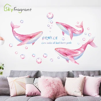 Creative ins balene autocolante de perete roz fata de camera de decorare decor dormitor canapea fundal de perete decor acasă autoadezive autocolante