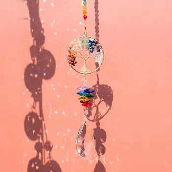 Cristal colorat Suncatcher Prisma Pomul Vieții Fereastra Agățat Pandantiv Curcubeu Sun Catcher Crăciun Decor Acasă