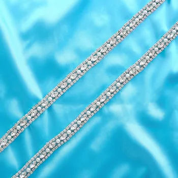 Cristal de argint de Mireasa Curea Cu Perle Strasuri Panglici de Mireasa Curea Cercevea Pentru Rochie de Mireasa J170S