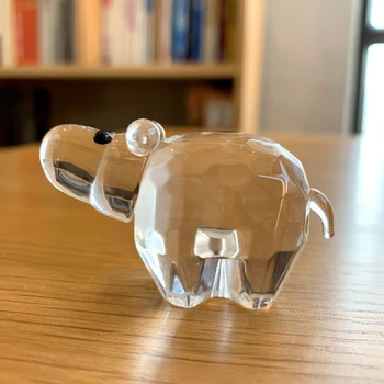 Cristal Minunat Hipopotam Pahar De Animale Papusa Animal Sălbatic Hârtie Orașul De Sticlă, Sculptura În Miniatură Decor Acasă Decorare Pentru Copii Cadouri