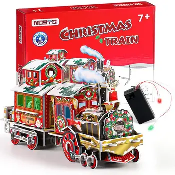 Crăciun 3D Puzzle Tren Durabil Ușor de Tren Puzzle de Hârtie Model Asamblat Jocuri Jucarii Pentru Copii de Craciun Cadou