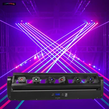 Cu Laser se Deplasează Bara 6x500mW 6 Ochii RGB Efect de Scena Bara Fascicul de Mișcare Cap Lumina DJ Petrecere Disco Nunta Etapa de Control DMX Proiector