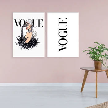 Cuadros Vogue Figura Citate Postere si Printuri Canvas Wall Art Pop Negru și Alb Pictura Decorativa Imagine Nordic Decor
