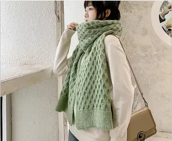 Culoare pură eșarfă femei toamna și iarna versiunea coreeană versatil moda îngroșat fată frumoasă de tricotat lână eșarfă