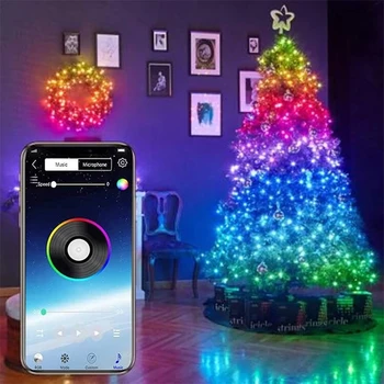 Culoare RGB Bluetooth Șir Lumina Craciun Fericit Decoratiuni Pentru Casa 2020 Decorare Pom de Crăciun Crăciun Crăciun Cadouri de Anul Nou