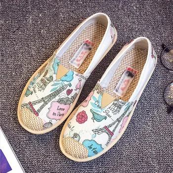 Culori Amestecate Primavara-Vara Mocasini Femei Aluneca Pe Plat Cu Pantofi Casual Panza 2019 Designeri Leneș Apartamente Pantofi Femei Gravide