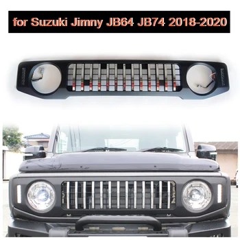 Curse Gratare cu Lămpi cu LED-uri pentru Suzuki Jimny JB64 JB74 2018-2020 Masina Fata Grila Rinichi ochiurilor de Plasă Negru Grila de Acoperire Accesorii
