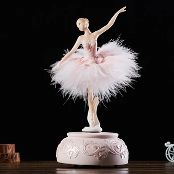 Cutie muzicala balerina dansatoare Lacul Lebedelor Carusel cu Pene pentru Cadou de Ziua E2S
