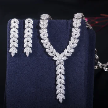CWWZircons Elegant Dubai 585 Aur Bijuterii zircon Femei Rochie de Petrecere Colier Seturi de Bijuterii pentru Mirese Nunta T404