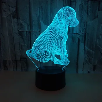 Câine Animal 3d Veioza Touch culoare Lampă cu led-uri Cadou Personalizat Atmosferă 3d Corpuri de iluminat Camera Copii Lampă cu Led-uri