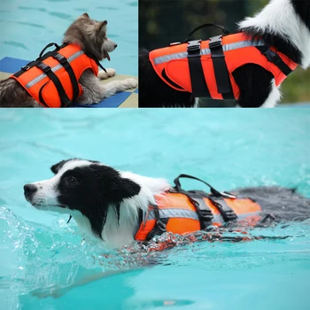 Câinii de Înot Haine Ripstop Siguranță Animale de companie Vesta de Viață Superioară Flotabilitate Câini Sacou cu Salvare se Ocupe de Câine de Companie de salvare Haine