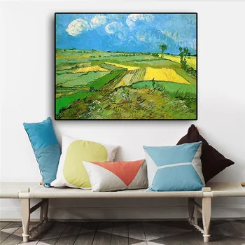 Câmpuri de grâu la Auvers de Van Gogh Impresionist Abstracte Pictura in Ulei pe Panza, Postere și de Imprimare Poza Perete pentru Camera de zi
