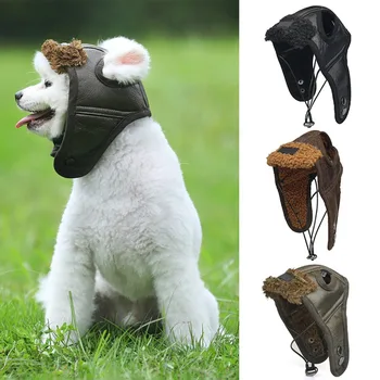 Cățeluș câine Pălărie de Iarnă Cașmir Câine Pilot Pălărie din piele PU rece Confortabil Frumos difraz para perro Pentru caini mici