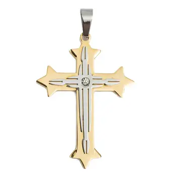 Davieslee Cruce din Oțel Inoxidabil Pandantiv Colier Pentru Bărbați Băiat Bizantin Lanț de Aur de Argint de Culoare Cruce de Bijuterii de 24 de 30inch DKP02