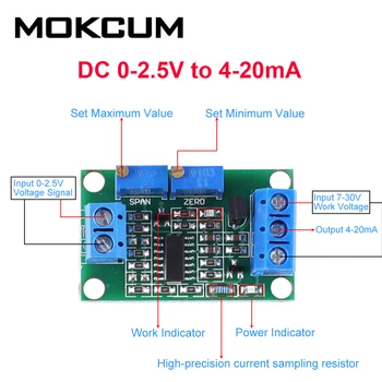 DC 0-2.5 V C. C. 0-3.3 V DC 0-10V DC 0-15V DC 0-1V a 4-20mA Non-Izolate de Tensiune la Curent Convertor Module LED Indicator DC7-30V