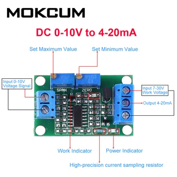 DC 0-2.5 V C. C. 0-3.3 V DC 0-10V DC 0-15V DC 0-1V a 4-20mA Non-Izolate de Tensiune la Curent Convertor Module LED Indicator DC7-30V