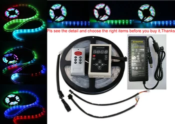 DC12V 5M 10m Digital RGB 133 Vis de culoare 6803 IC impermeabil Benzi cu LED-uri 5050 + RF remote controller + 12V de alimentare LED RGB kit