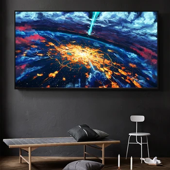 DDHH Acasă Pictura de Mari Dimensiuni Panza Pictura Spațiu Meteor Poster de Artă Modernă, Peisaj, Fotografie de Arta de Perete pentru Camera de zi de Perete