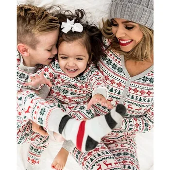 De craciun Set Haine Copii Haine de Crăciun de Familie Părinte-copil Costum de Imprimare de Servicii de Origine de Bumbac Moale din Două piese, Pijamale