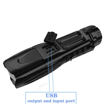 De mare putere cu Zoom lanterna LED-uri xhp-90 acceptă încărcarea prin USB de intrare și de ieșire cu pix, ciocan de siguranță și de lumină puternică lanternă