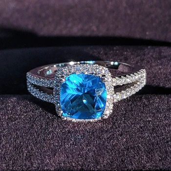 De moda de Argint 925 logodna nunta Inel de promisiune pentru Femei roz albastru de moda degetul original de design de Bijuterii R1507