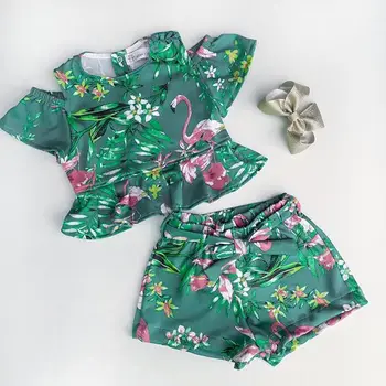 De Vară Pentru Copii Copilul Fete Florale Topuri Pantaloni Scurți Casual Set Haine