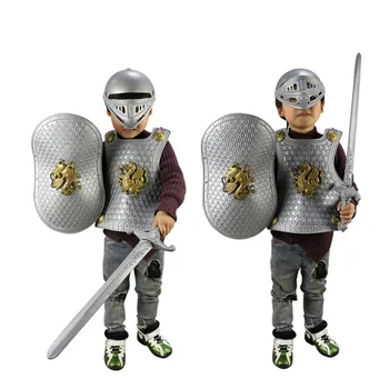 De înaltă Calitate de Halloween pentru Copii Copii Cavaler/Gladiator Dress-up, Costum de Armura+Scut+Sabie+Casca Razboinic Cosplay Joace