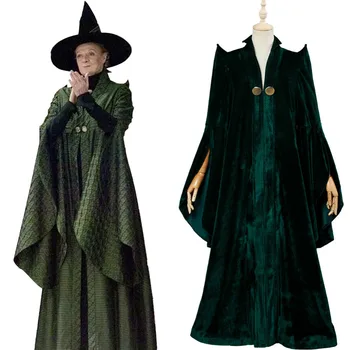 De Înaltă Calitate De Profesor Minerva McGonagall Cosplay Costum Rochie Verde Cape Haina Pelerina Halloween Costume De Carnaval