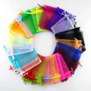 De înaltă calitate, Multicolor 5*7cm (100 buc/lot) Mici Organza Saci de Favoarea Nunta Cadou de Crăciun Sac de Bijuterii Ambalare Saci & Pungi