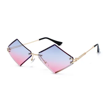 DECI&EI de Moda fără ramă Romb ochelari de Soare pentru Femei Brand Designer Clar Gradient Lens Eyewear Doamnelor Ochelari de Soare Oculos De Sol UV400