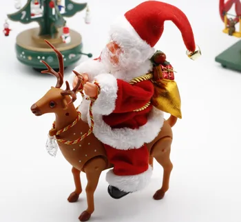 Decoratiuni de craciun pentru Casa Creativ și Interesant Electric Crăciun Păpușă Moș Crăciun Jucărie pentru Copii de Echitatie Un Cerb Navidad