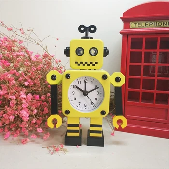 Deformarea Robot de Alarmă Ceas cu Alarma Mic Elev Ceas Deșteptător Frumoase Desene animate pentru Copii de Metal Ceas Deșteptător Albastru+Alb