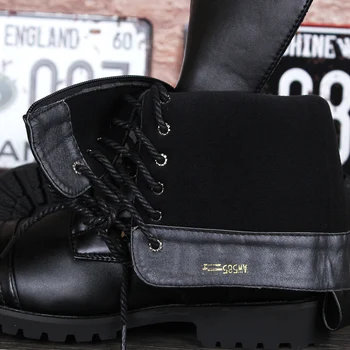 Design britanic mens casual de la jumătatea vițel punk motocicleta cizme înalte nituri de primavara toamna din piele pantofi dantela-up zapatos hombre