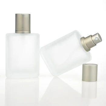 Dhl gratuit 50pcs Gri Argintiu Stil Plat Mată, Semi Clar Sticla Spray Parfum Reîncărcabile Portabil Pahar Gol Automizer