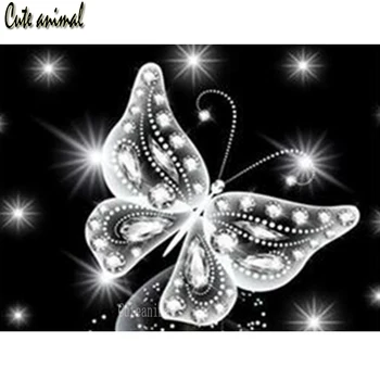 Diamant pictura Fluture artă în alb și negru pătrat complet Burghiu goblen kit produs de diamant mozaic de diamante broderie