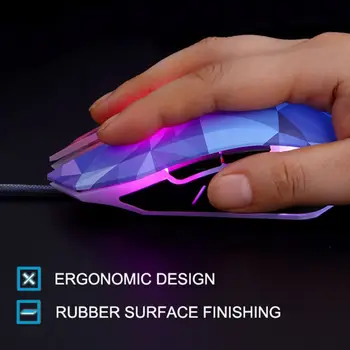 Diamond Edition Gaming Mouse cu Fir Mouse Gamer Optice de Iluminare Mouse-ul pentru Calculator Laptop