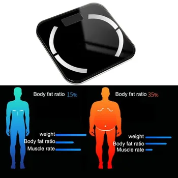 Digital Body Fat Scale de Baie Inteligente Bluetooth Calorii IMC Apă Verificator de Fitness Acasa de Fundal 180kg Scară