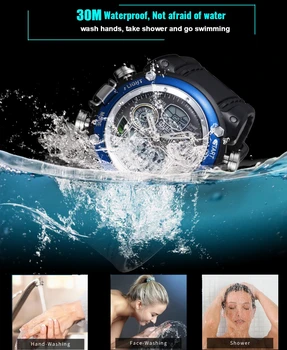 Digital Cuarț Bărbați Impermeabil Ceas cu Alarmă Cronometru Dual Display Silicon Rosu om Ceas de mână de Moda Militare relogio masculino
