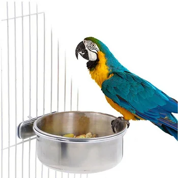 Din Oțel inoxidabil Coop Cupa animale de Companie Papagali Alimentare Alimentator Macaw Bol de Apă pentru Colivie P7Ding