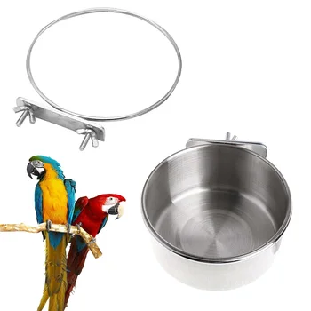 Din Oțel inoxidabil Coop Cupa animale de Companie Papagali Alimentare Alimentator Macaw Bol de Apă pentru Colivie P7Ding