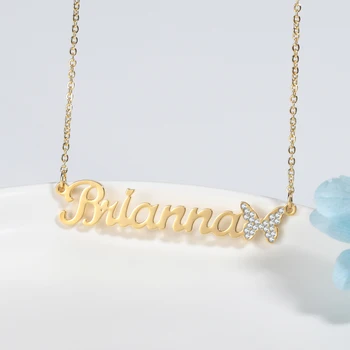 Din oțel inoxidabil Fluture colier Personalizat Coliere Personalizate cu Numele Coliere Bijuterii Personalitate Scrisoare Numele pentru Femei Mama