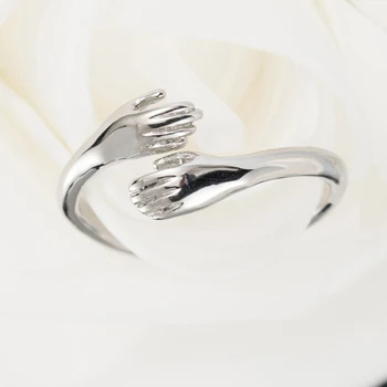 Din Oțel inoxidabil, Rose Gold Îmbrățișare Inel Romantic Mâinile Dragoste Inele Bijuterii Cadou de Ziua Îndrăgostiților Pentru El Dimensiunea 7-12