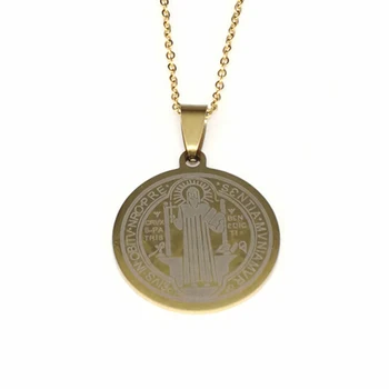 Din Oțel Inoxidabil San Benito Medalie Pandantiv Pentru a Face Bijuterii Otel/Aur, Sfântul Benedict De Nursia Farmec en-Gros 10buc