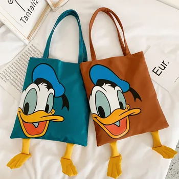 Disney Donald Duck doamna geantă de cumpărături student sac de școală nouă desene animate sac de sex feminin sac de panza geantă de cumpărături pentru copii părinte-copil sac