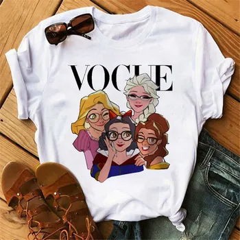 Disney Femei T-shirt Hag Printesa de Imprimare de Moda Topuri Tricouri Maneca Scurta Vară O-gât Grafic T-shirt Doamnă Birou de sex Feminin Tricou