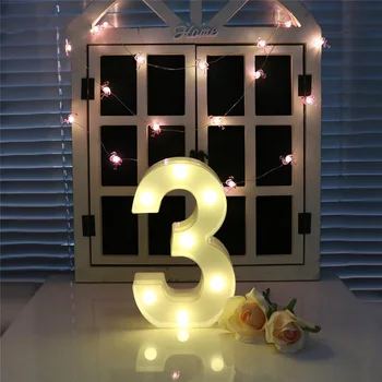 Distracție Plastic Alb 0-9 a CONDUS Scrisoare Lumina de Noapte Creative Numărul Baterie Lampă Romantic Petrecere de Nunta de Decorare de Crăciun Luminos